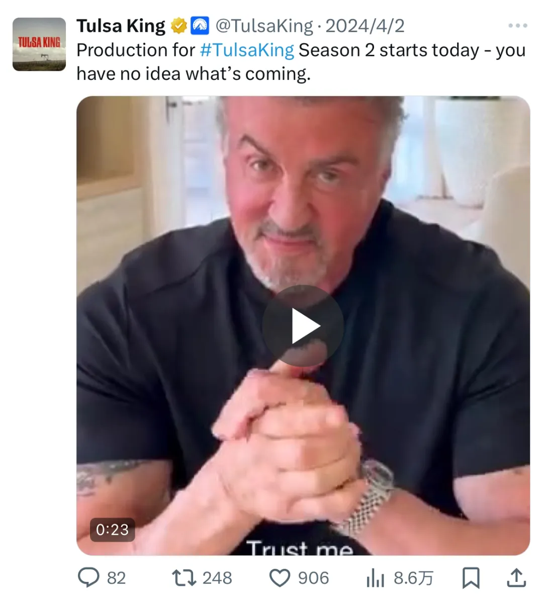 78岁老汉偷袭，高分黑帮爽剧《塔尔萨之王/堪萨斯城黑帮》第二季闪电归来