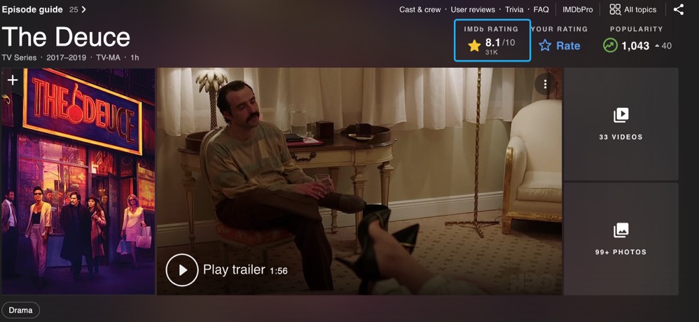 HBO尺度之作，IMDB 3万人给到8.1分，「色香味」俱全的大人爱看的神剧堕落街传奇！