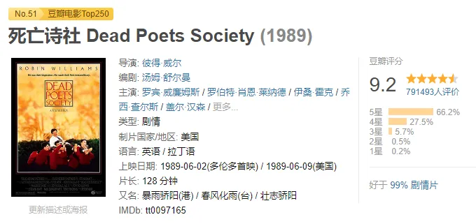 这部80年代末上映的现象级超高票房电影《死亡诗社/暴雨骄阳/春风化雨》再次重温仍让人让人受益匪浅！