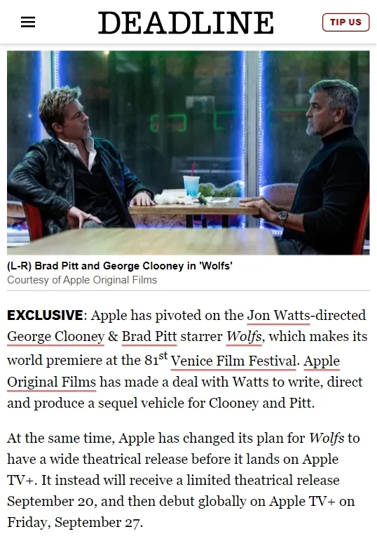 Apple TV+老男神动作新片《双狼/孤狼同谋/恶狼特工》，狂砸6亿就拍了个这？