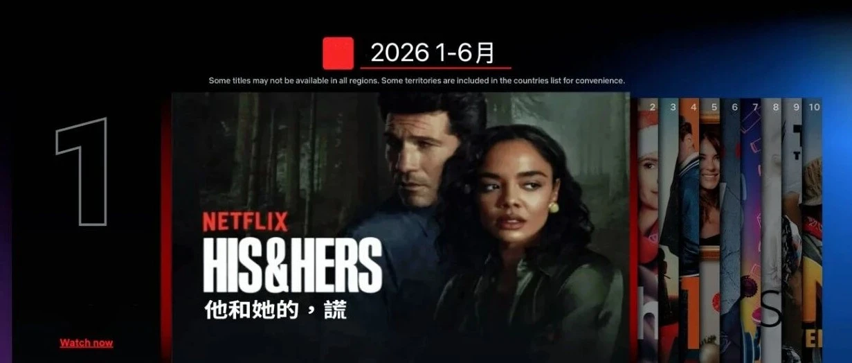 Netflix 2026上半年全球觀看榜TOP5：播放量最高的五部劇