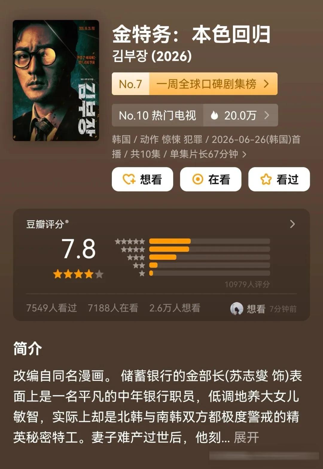 五部近期高分新剧:《苏联星城》《铁拳教育 / 极权教师》《金特务:本色回归》都在榜上