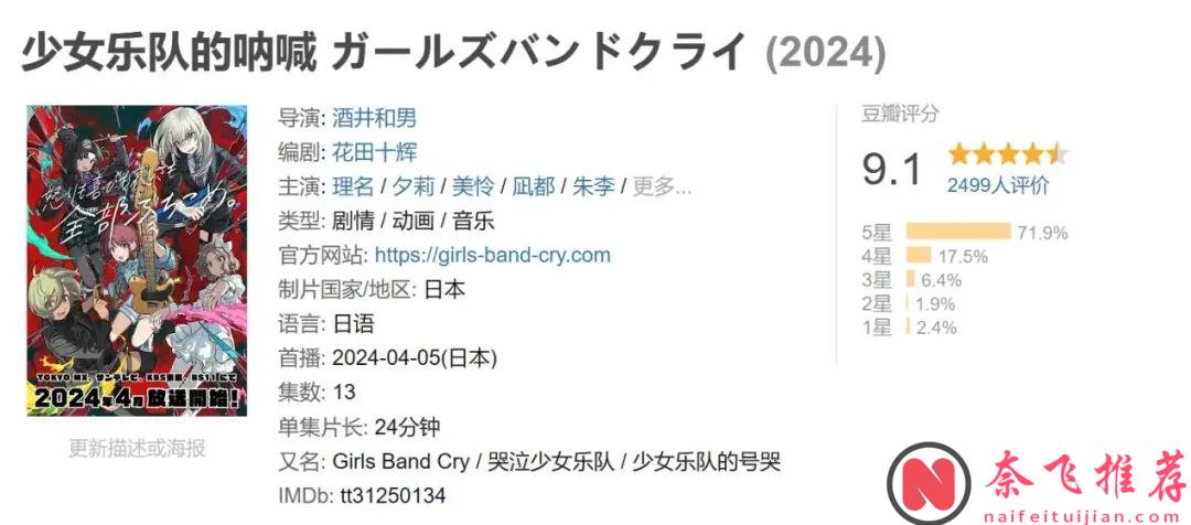 豆瓣9.1，评分还在涨，本季黑马非《少女乐队的呐喊》莫属！