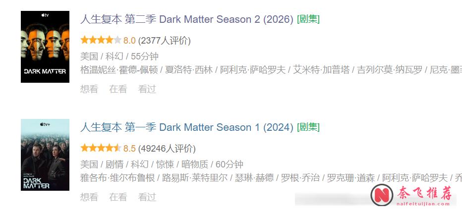 Apple TV + 燒腦神劇《人生複本/暗物質》回歸,豆瓣 8.0,平行宇宙獵殺再度開啟!